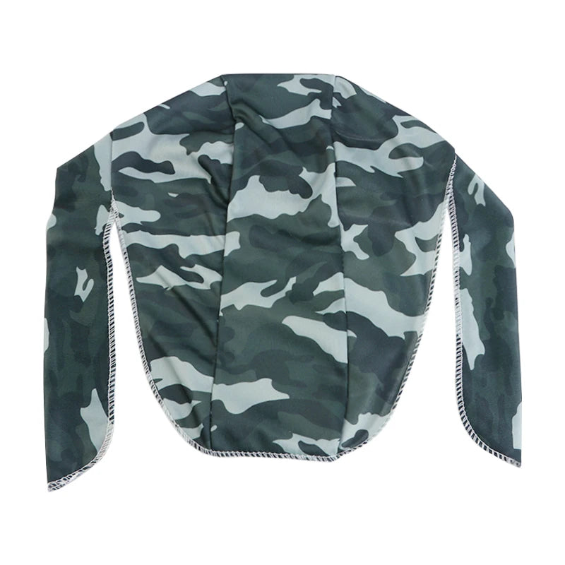 New Camouflage Print Silky Durag For Men Bandana Turban Hat Unisex Doo Durag Wigs Men's Du-Rag Long Tail Bandana Pirate Hat