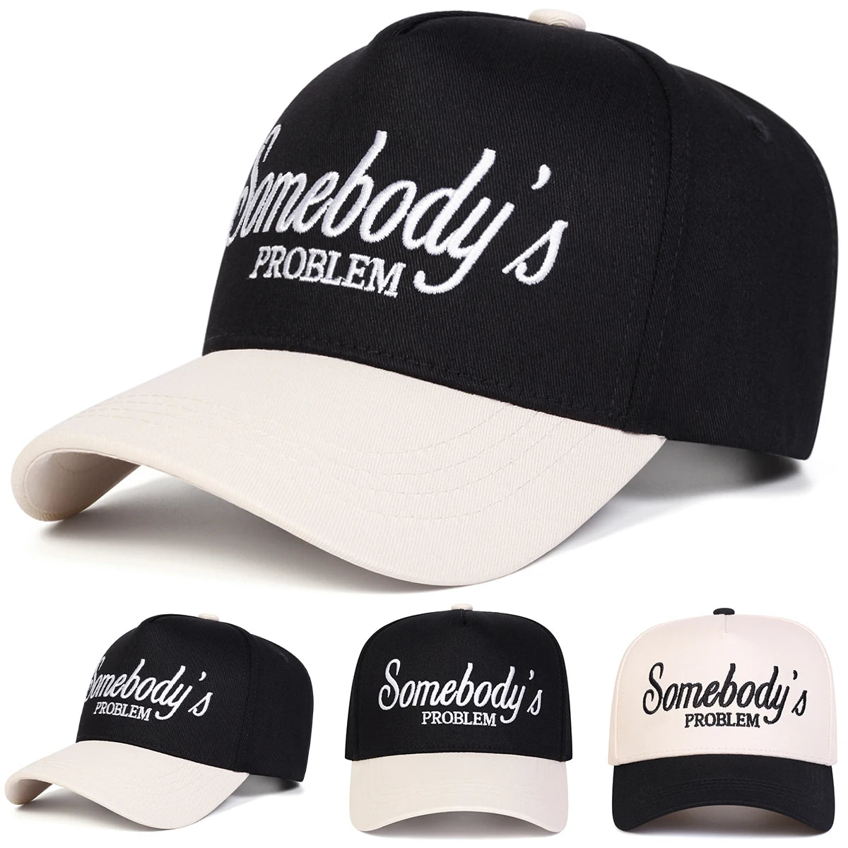 Unisex SOMEBODY'S PROBLEM Embroidery Baseball Caps Spring Autumn Outdoor Adjustable Casual Hats Sunscreen Hat Sports Cap