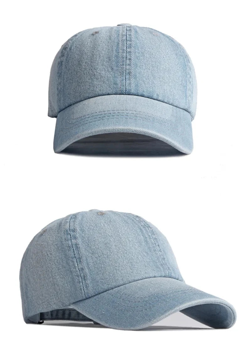 Unisex Solid  Denim Baseball Cap Blank Washed  Jean Hat Casquette Adjustable Snapback Hats Caps For Men And Women