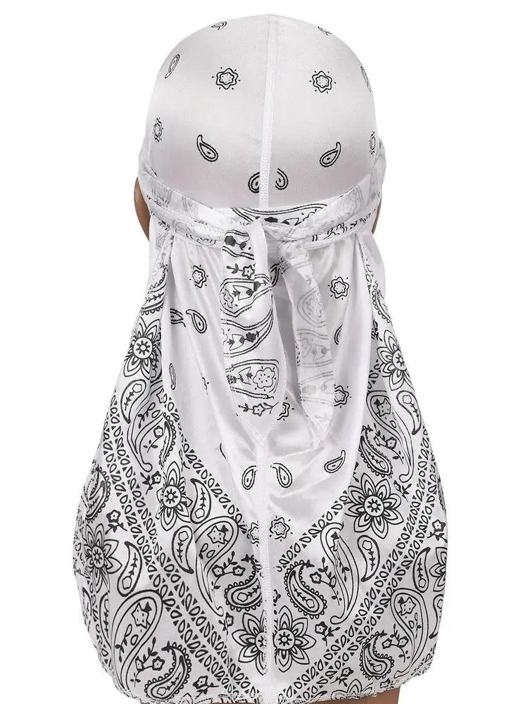 Men's Durag Turban Hat Wigs Durag Biker Headwrap Pirate Hat Cap Hip Hop Fashion Long Tail Bandanas Women Headwear 1PCS