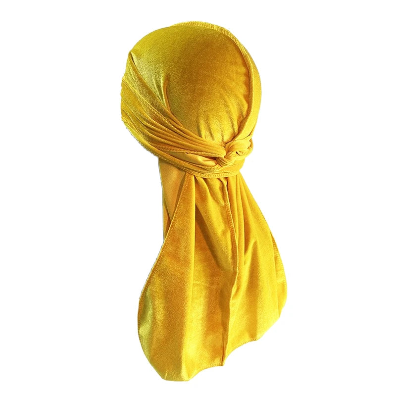 Men's Velvet Durag with Long Tail Soft Durag Headwraps for 360 Waves Hip Hop Durag