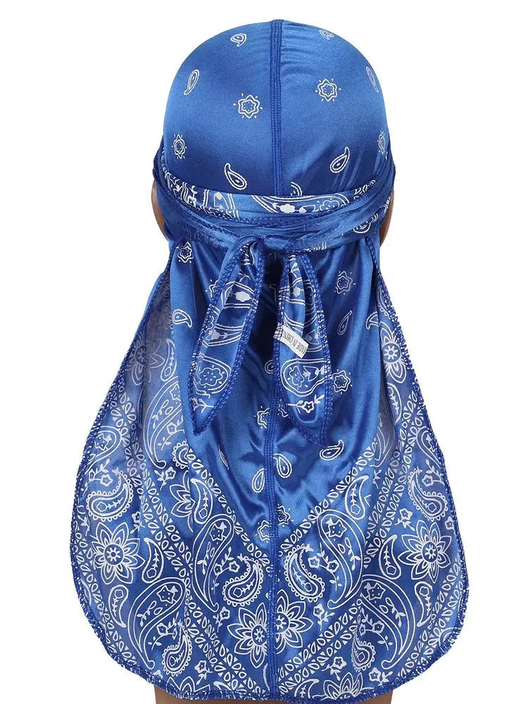 Men's Durag Turban Hat Wigs Durag Biker Headwrap Pirate Hat Cap Hip Hop Fashion Long Tail Bandanas Women Headwear 1PCS