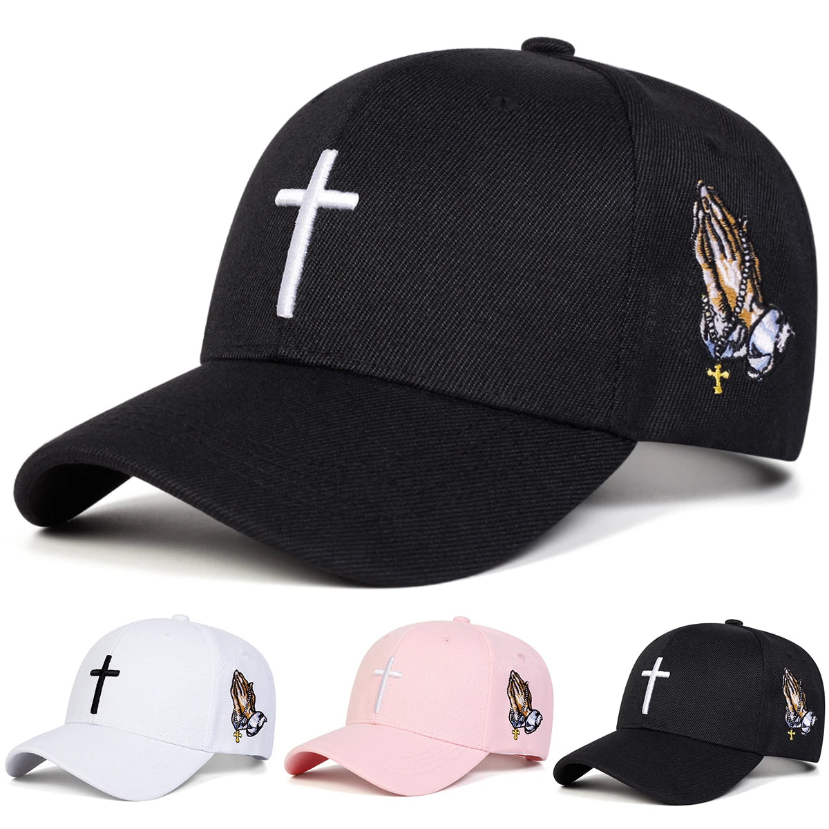 Unisex Cross Embroidery Baseball Caps Spring Autumn Outdoor Adjustable Casual Hats Sunscreen Hat Sports Cap