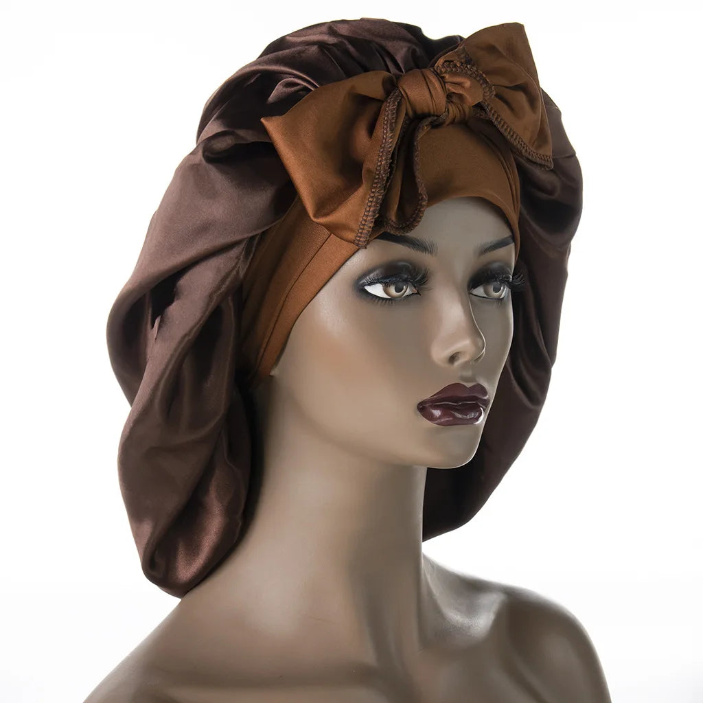 Women Hair Bonnet for Sleeping Bonnets Larger Sleeping Hat with Elastic Tie Band Adjustable for Women Curly Natural Hair