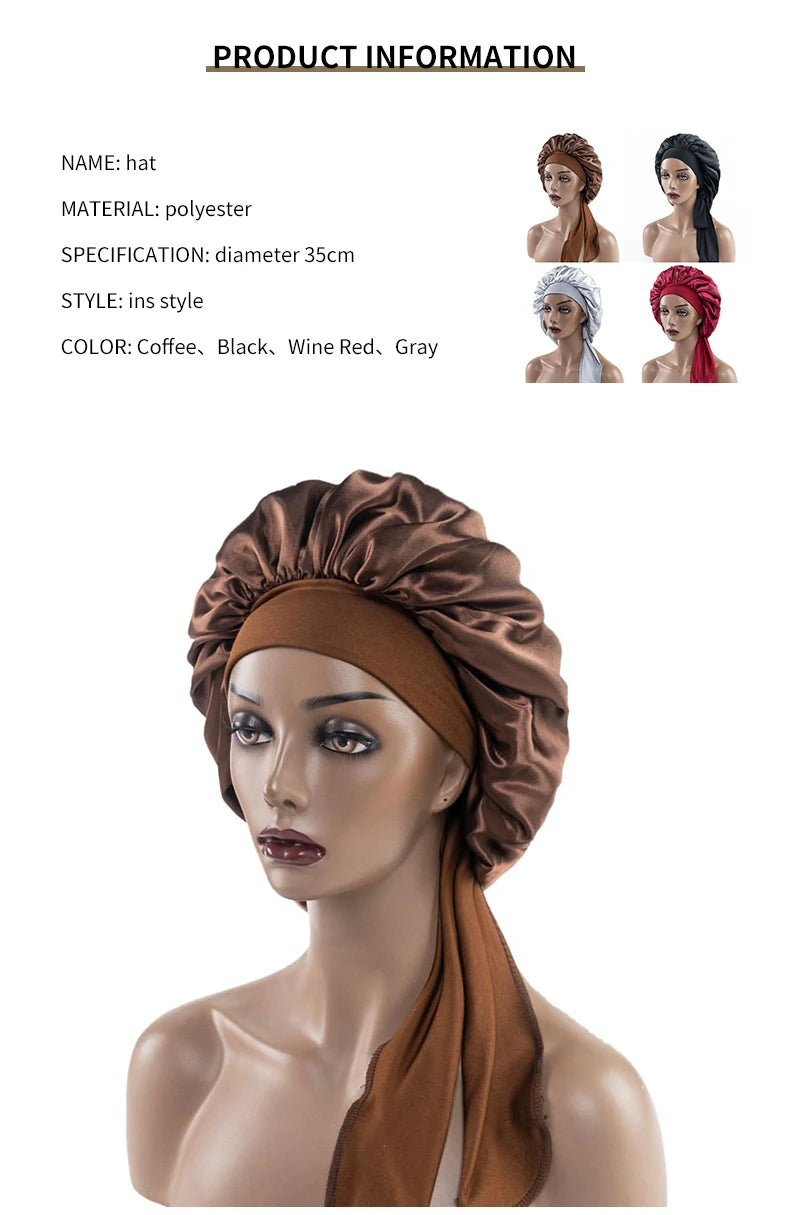 Women Hair Bonnet for Sleeping Bonnets Larger Sleeping Hat with Elastic Tie Band Adjustable for Women Curly Natural Hair