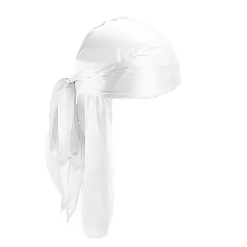 Unisex Long Silky Durag Long Tail Silky Scarf Muslim Doo Rag Pirate Hat Durag Chemo Caps Skull Hat Turban hair band Bandanas