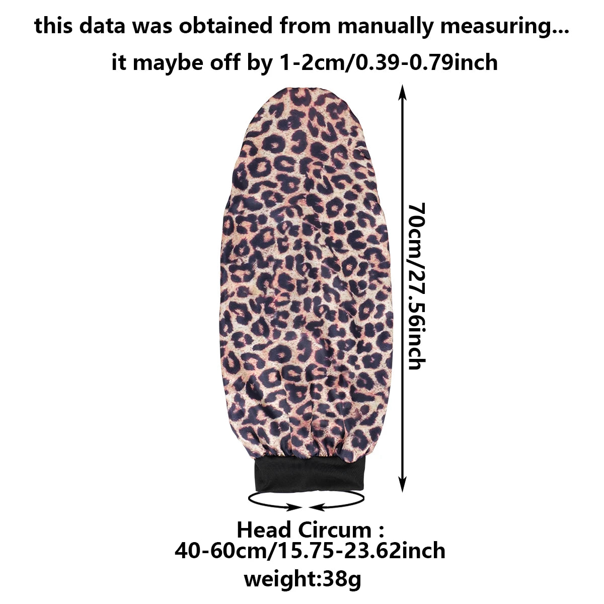 Women's Long Round Tail Bonnet-Silk Sleep Bonnet with Wide Elastic Edge-Hair Protector for Curly & Straight Hair-Leopard Print