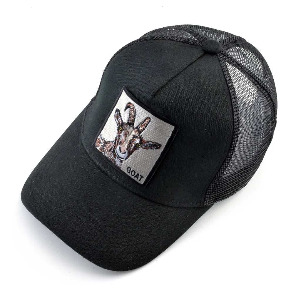Fashion Trucker Caps With Embroidery Goat Patch Four Seasons Snapback Baseball Cap For Men Women Adjustable Visor Hat