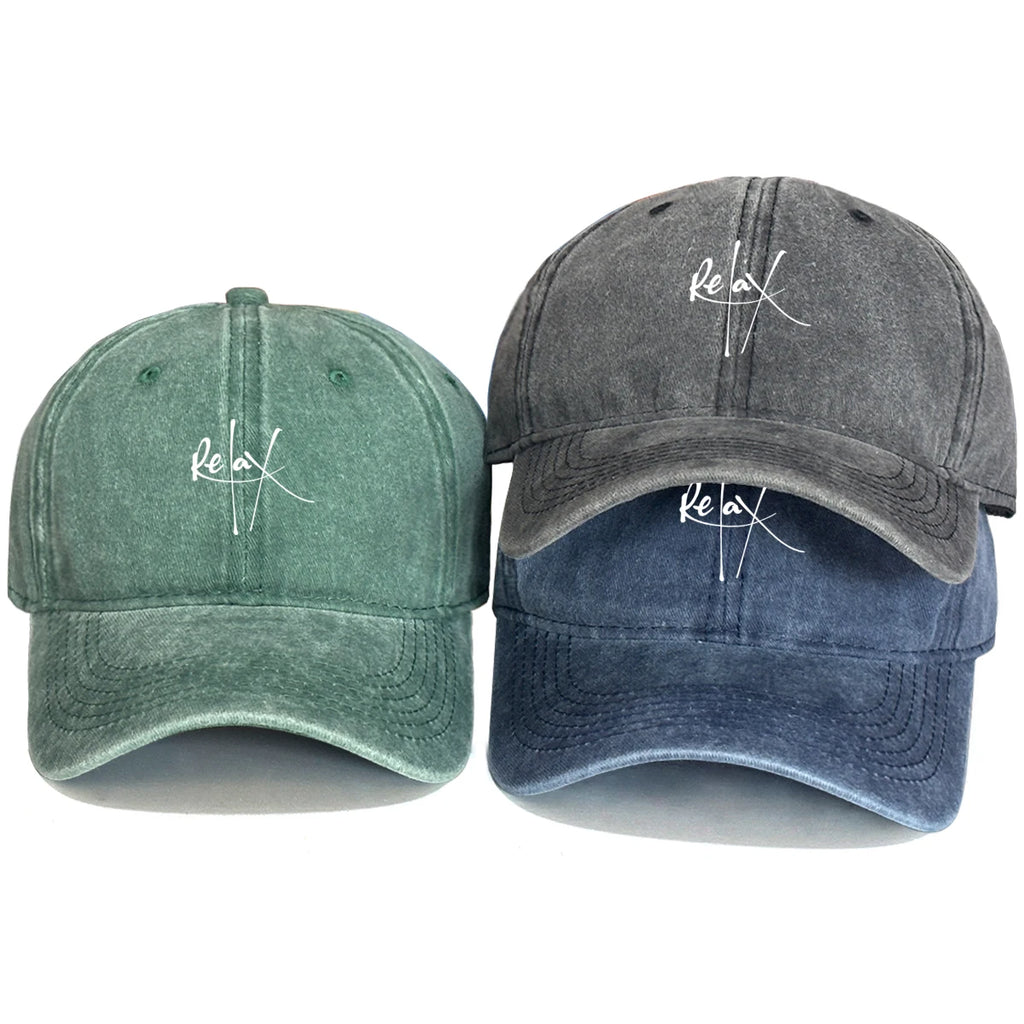 Relax Print Snapback Baseball Caps Mesh Hat Casual Slouchy Adjustable Caps Ideal Choice For Outdoor Sports One Size Fits All