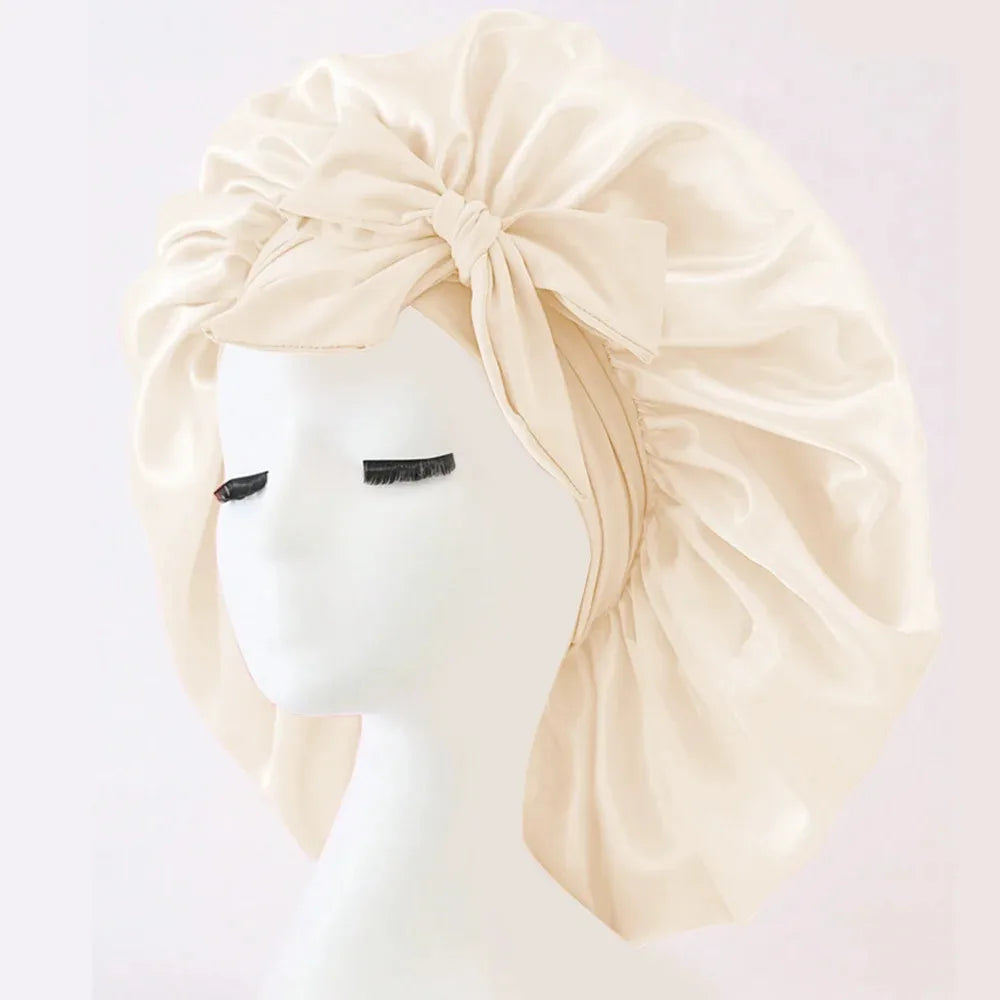Satin bonnet silk bonnet adjustable bonne for sleeping hair bonnet with tie band bonnets for Women Men