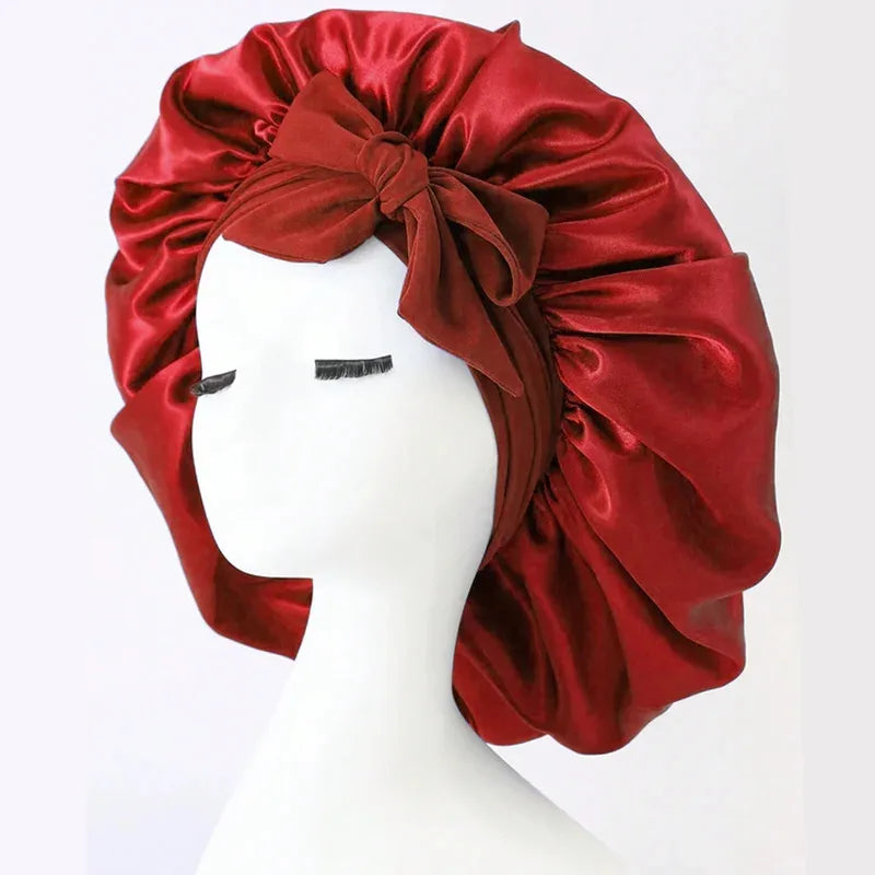 Satin bonnet silk bonnet adjustable bonne for sleeping hair bonnet with tie band bonnets for Women Men