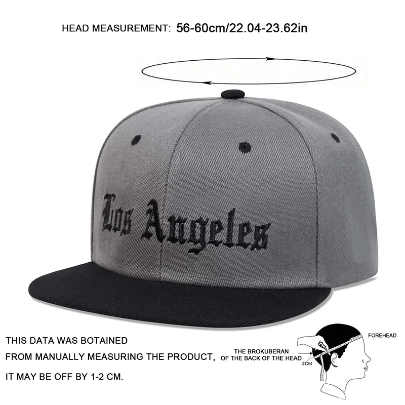 Los Angeles Cap Hip Hop Basketball Cap Cotton Snapback Hat for Men Women Adult Outdoor Casual Adjustable Baseball Cap Gorras