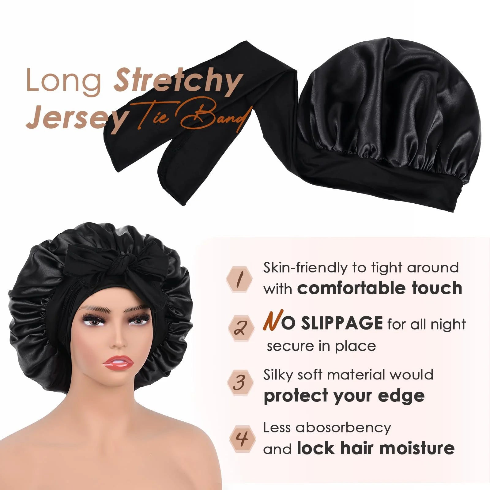 New Bonnet Sleep Cap Hair Band For Women Ladies Coffon Black Night Cap Hair Care Bonnet Nightcap Fashion Nightcap