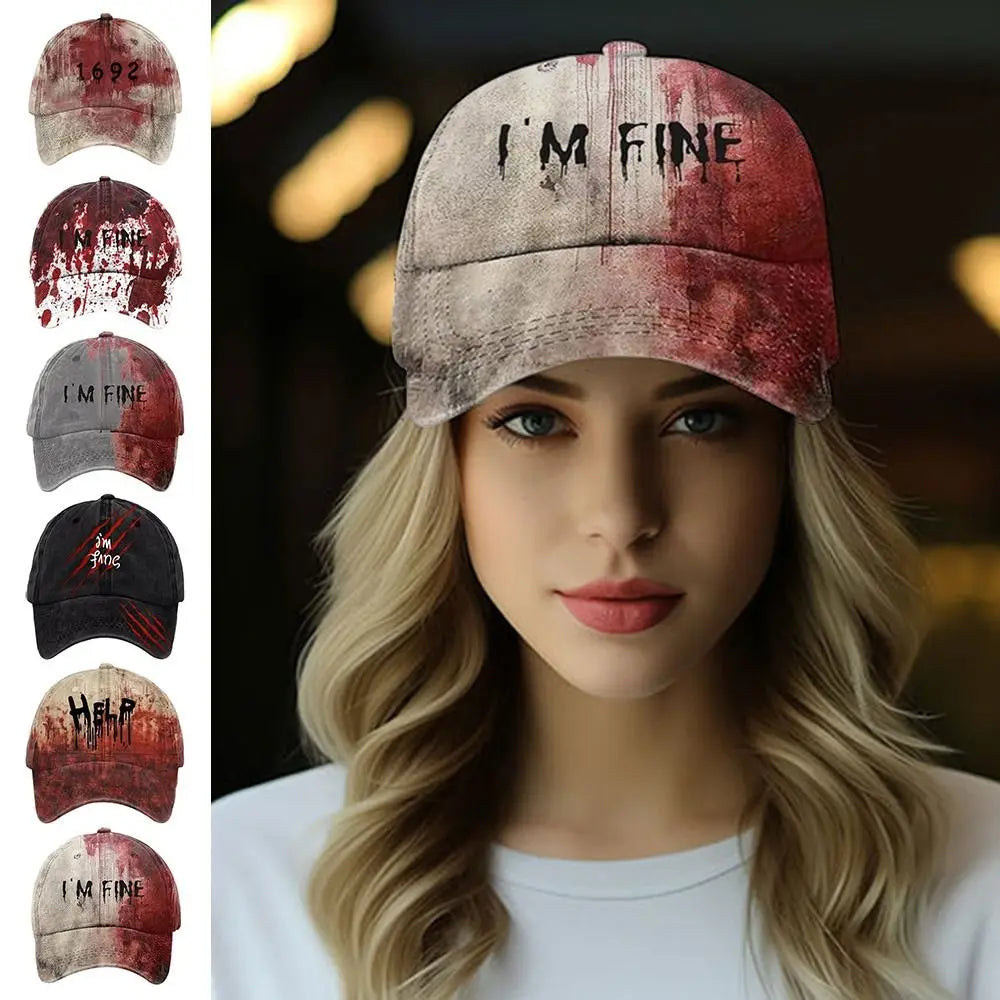 Trendy 3D Printed Halloween Hat Tie-Dye Horror Holiday Sunshade Duck Tongue Hat Anti-sun UV Protection Party Caps Outdoor