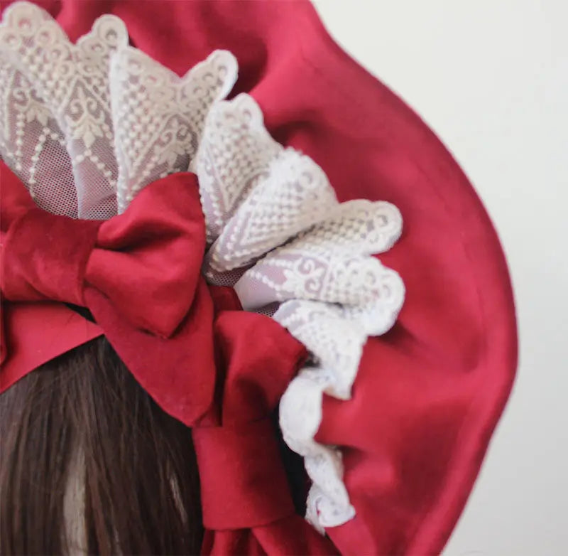 Gothic Bonnet Fedoras Hat Gorgeous Lolita Anime Lace Bow Flat Hats Exhibition Cosplay Show Lace Hair Accessories Flat Cap Gorras