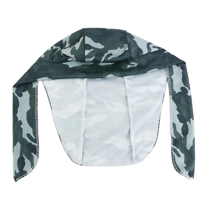 New Camouflage Print Silky Durag For Men Bandana Turban Hat Unisex Doo Durag Wigs Men's Du-Rag Long Tail Bandana Pirate Hat