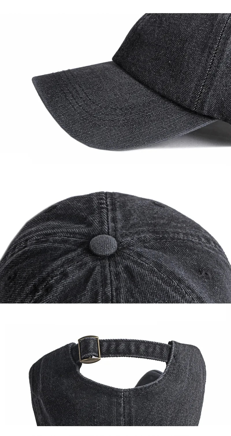 Unisex Solid  Denim Baseball Cap Blank Washed  Jean Hat Casquette Adjustable Snapback Hats Caps For Men And Women
