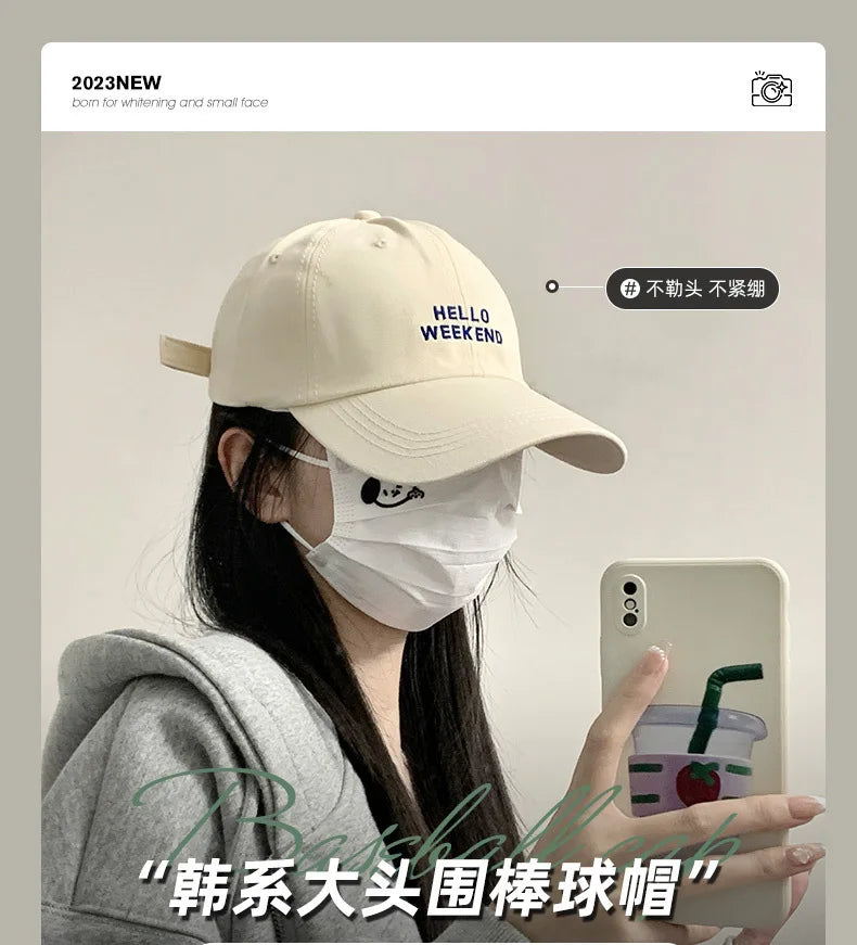 Women Baseball Cap Fashion Spring Summer Oversized Embroidered Letters Curved Brim Daily Wear Outdoor Sports For Big Head