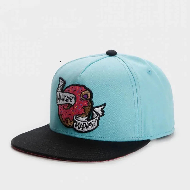PANGKB Brand Delicioso Cap Cartoon Mordida Metal Munchies Cookie Blue Snapback Hat Adults Outdoor Travel Sun Baseball Sports cap