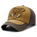 Pure cotton washed coated baseball cap with bull head embroidery, versatile washed patchwork sports hat