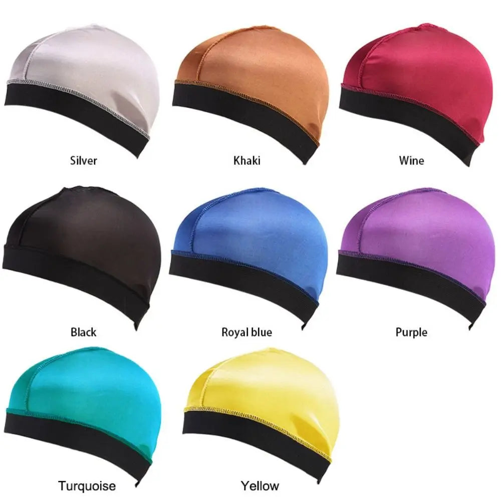 1PC Men Multicolo Durag Hat Wave Caps Head Wrap Solid Color Elastic Breathable Beanie Headwrap Bonnet Durag Cap For Male