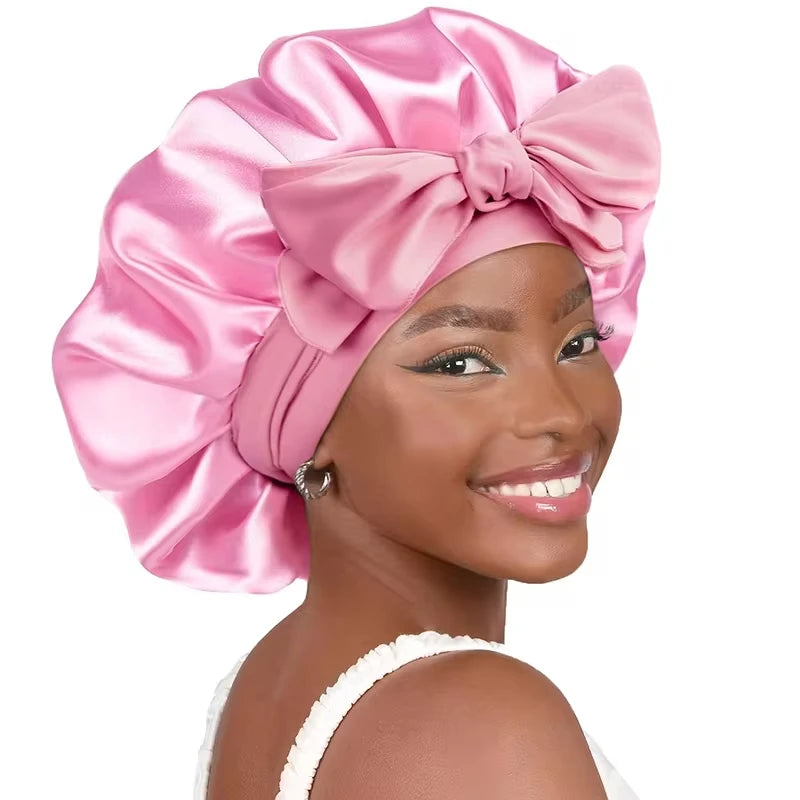 Satin Bonnet Silk Bonnet Adjustable Bonne For Sleeping Hair Bonnet With Tie Band Bonnets For Women Men