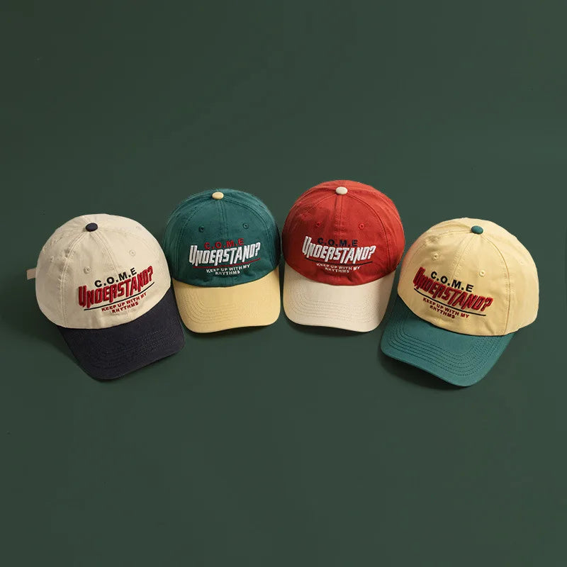 Baseball Cap New Spring Summer Large Head Size Embroidered Color Block Versatile Sports Daily Trendy Parent Kid Women Boys
