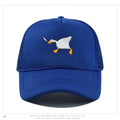 Embroidered baseball cap with goose pattern for men and women, casual and fashionable city style duckbill cap