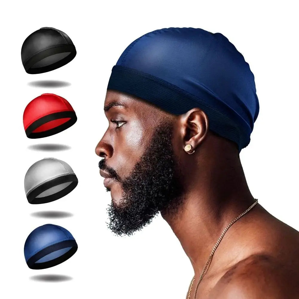 1PC Men Multicolo Durag Hats Wave Caps Head Wrap Solid Color Elastic Breathable Beanie Headwrap Bonnet Durag Cap For Male