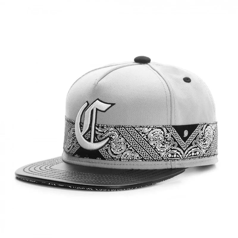 PANGKB Big C Paiz Allover Snapback Hat Paisley Bandanna Print Adults Outdoor Travel Hip Hop Headwear Sports Sun Baseball cap