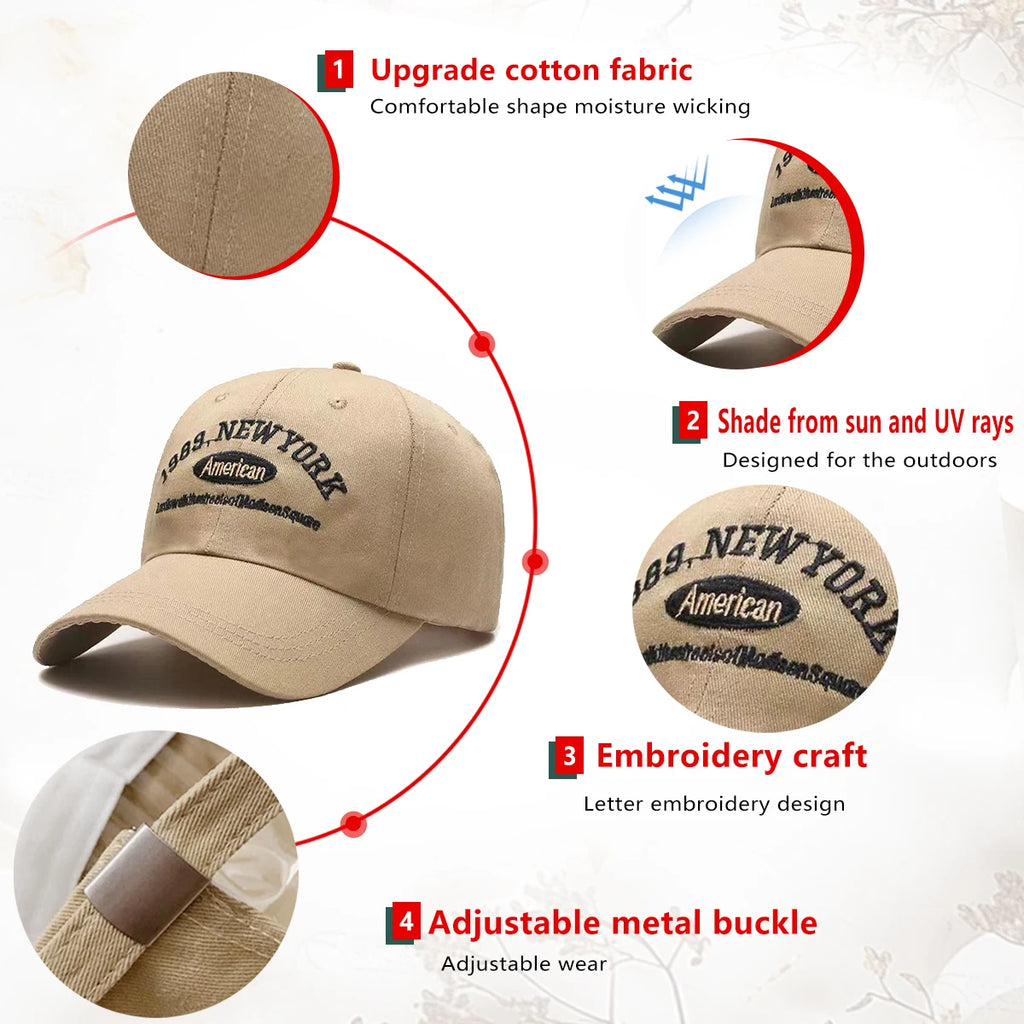 Baseball Caps for Men and Women, Wide Brim, Caps for Large Head Circumference, Small Sun Hats, Sunshade Embroidery, Free Hat Clip