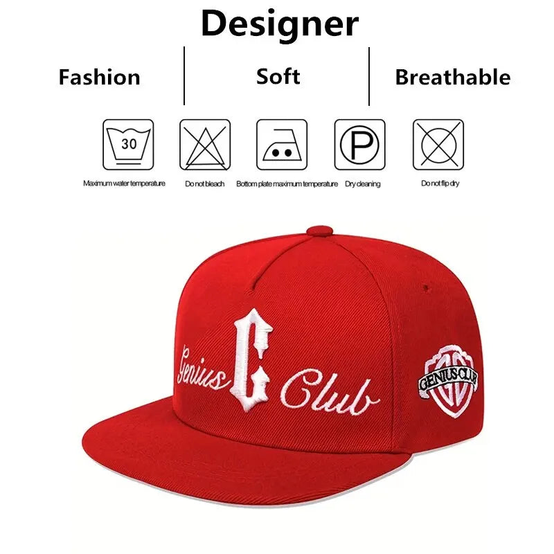 Unisex C Letter Side GENIUS CLUB Embroidery Hip-hop Hats Outdoor Adjustable Casual Baseball Caps Sunscreen Hat