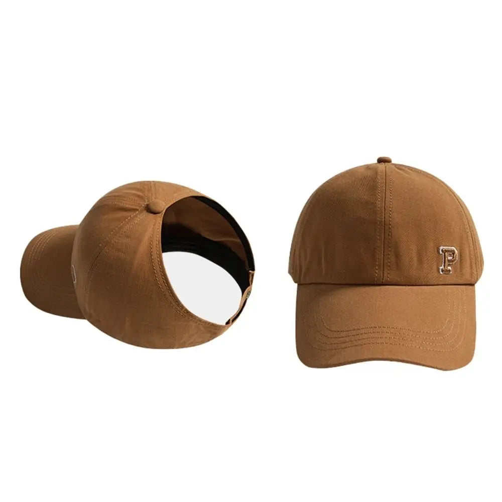 Sports Hat Empty Top Cap Embroidered Letter Cotton Tied Ponytail Braid Girl Baseball Hat Sun Hat Korean Style Caps Baseball Cap