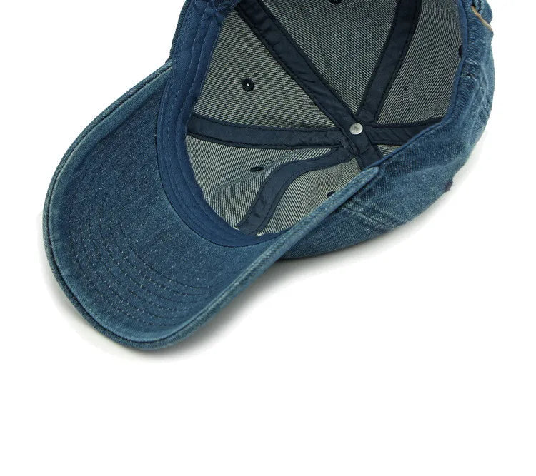 Snapback Cap Spring Summer Washable Denim Embroidery Baseball Caps For Men And Women 모자 골프용품 땡처리 кепка casquette gorras hombre