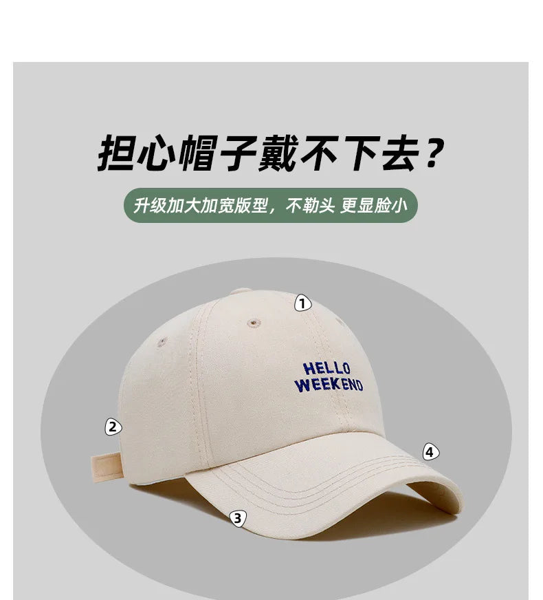 Women Baseball Cap Fashion Spring Summer Oversized Embroidered Letters Curved Brim Daily Wear Outdoor Sports For Big Head