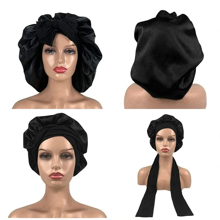 New Bonnet Sleep Cap Hair Band For Women Ladies Coffon Black Night Cap Hair Care Bonnet Nightcap Fashion Nightcap