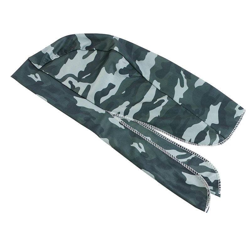 New Camouflage Print Silky Durag For Men Bandana Turban Hat Unisex Doo Durag Wigs Men's Du-Rag Long Tail Bandana Pirate Hat