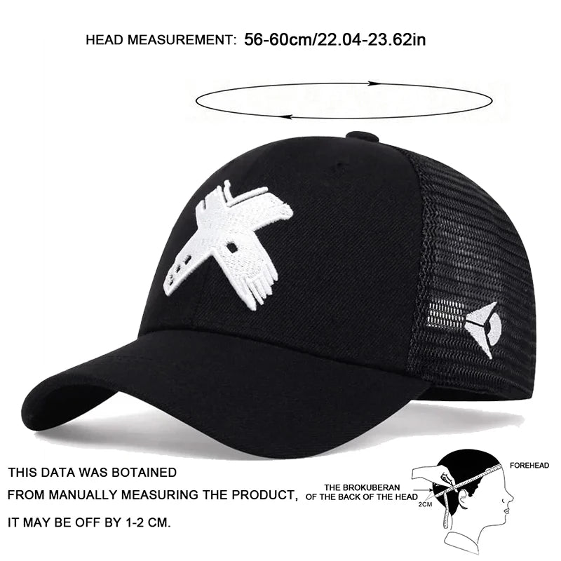 Summer Men Mesh Baseball Cap Outdoor Sport X Letter Snapback Hat for Women Unisex Breathable Caps Hip Hop Trucker Hats