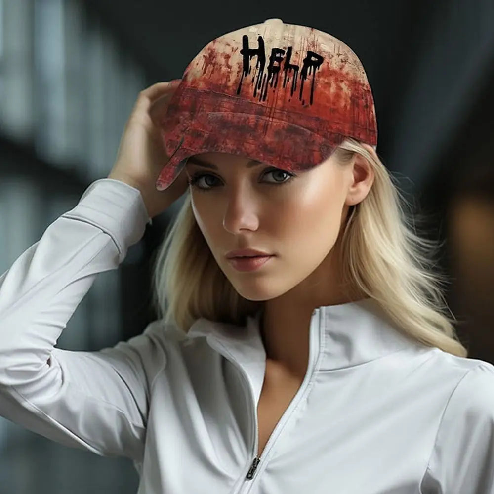 Trendy 3D Printed Halloween Hat Tie-Dye Horror Holiday Sunshade Duck Tongue Hat Anti-sun UV Protection Party Caps Outdoor