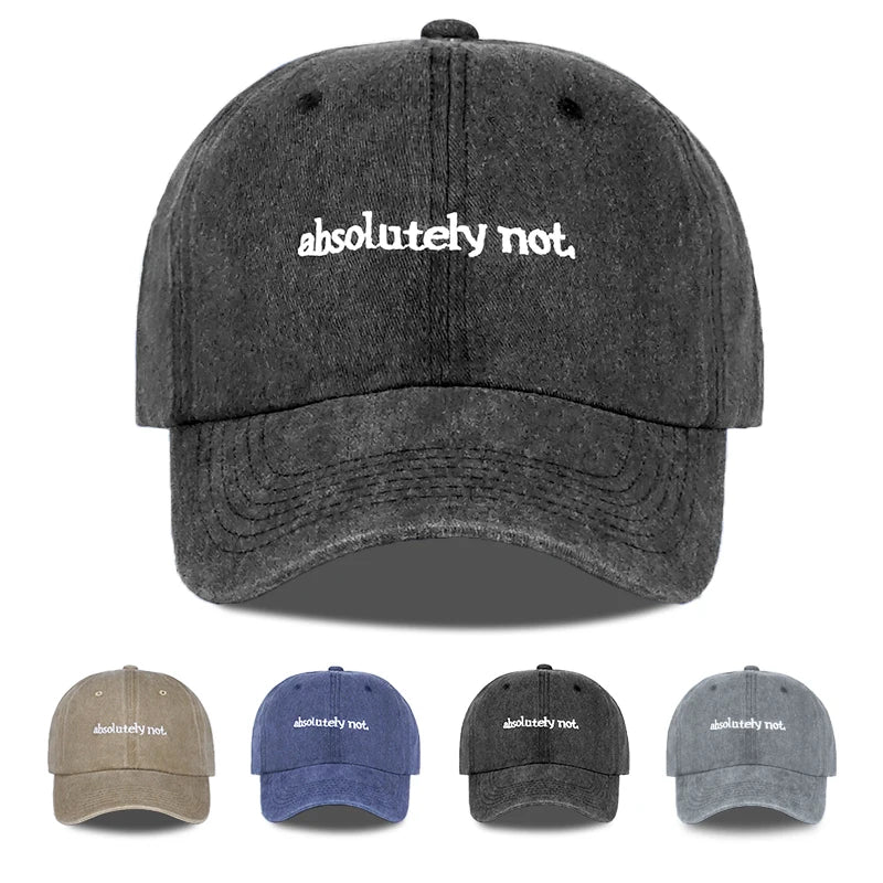 MLFO Absolutely Not Embroidered Washed Baseball Cap: Lightweight, Breathable, and Adjustable—Unisex Casual and Fashionable Hat