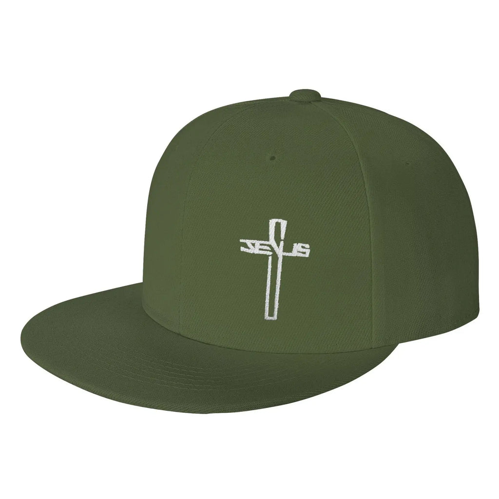 Snapback Hats for Men,Jesus Christian Cross Flat Brim Bill, Embroidery Adjustable Hip Hop Plain Baseball Cap