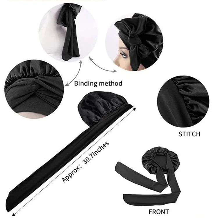 New Bonnet Sleep Cap Hair Band For Women Ladies Coffon Black Night Cap Hair Care Bonnet Nightcap Fashion Nightcap