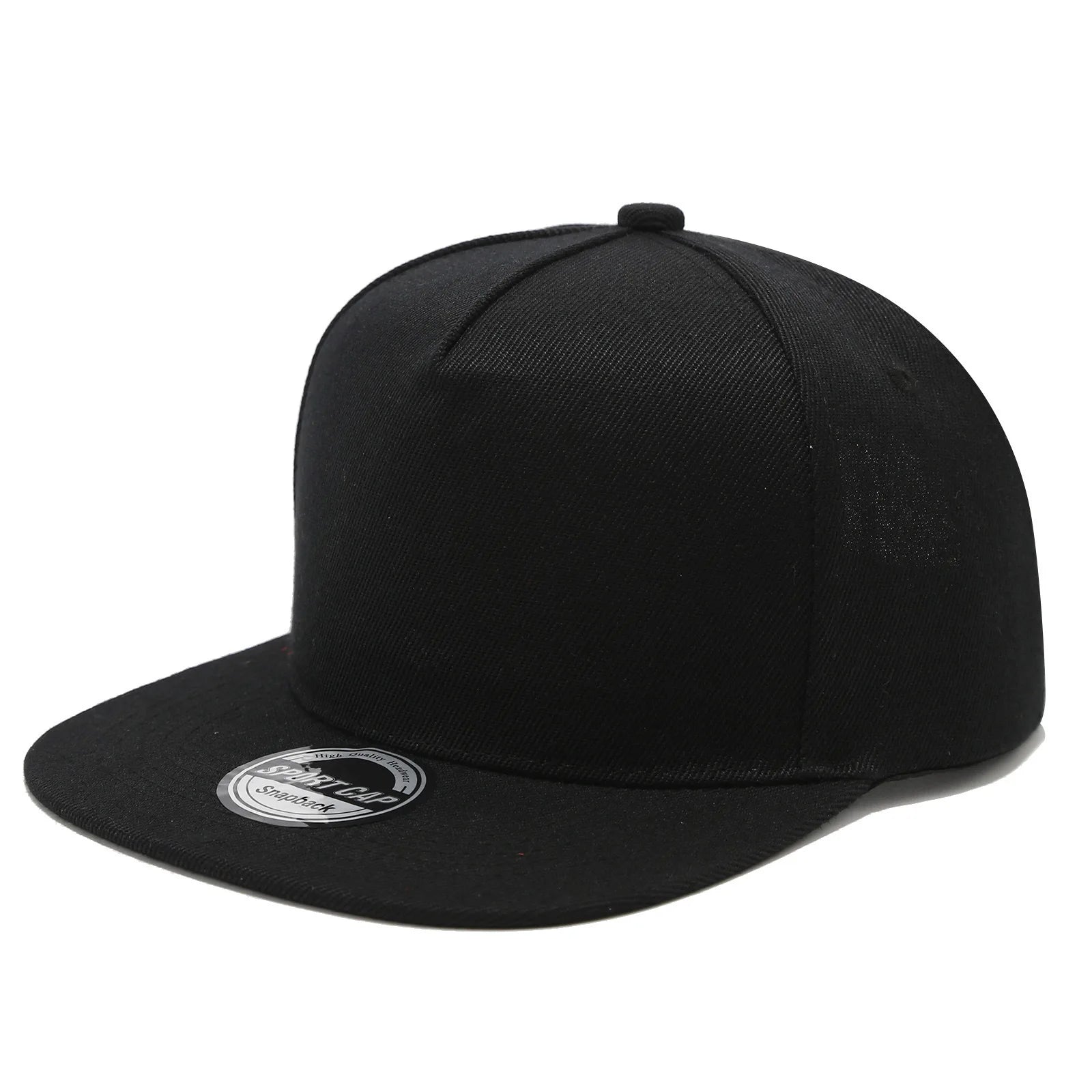 Five pieces of solid-color wide-brimmed baseball caps with silver labels for men and women, featuring skateboards..