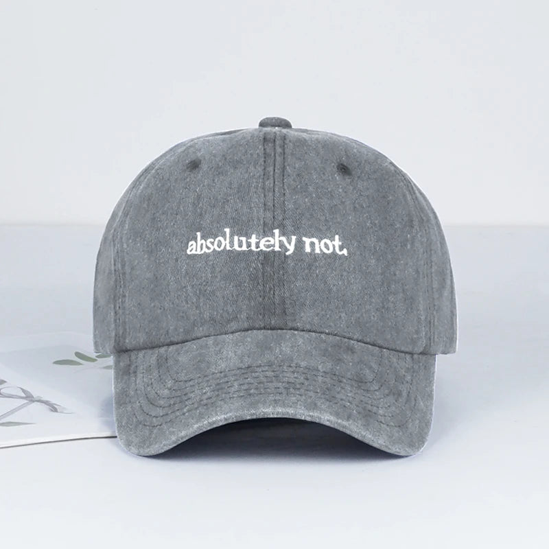 MLFO Absolutely Not Embroidered Washed Baseball Cap: Lightweight, Breathable, and Adjustable—Unisex Casual and Fashionable Hat