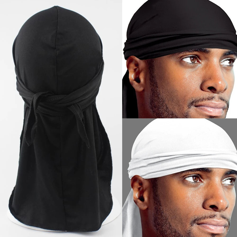 Spandex King S Durag Hat Durags Bandanna Turban Wigs Men Silky Durag Headwear Headband Black/White Hair Accessories
