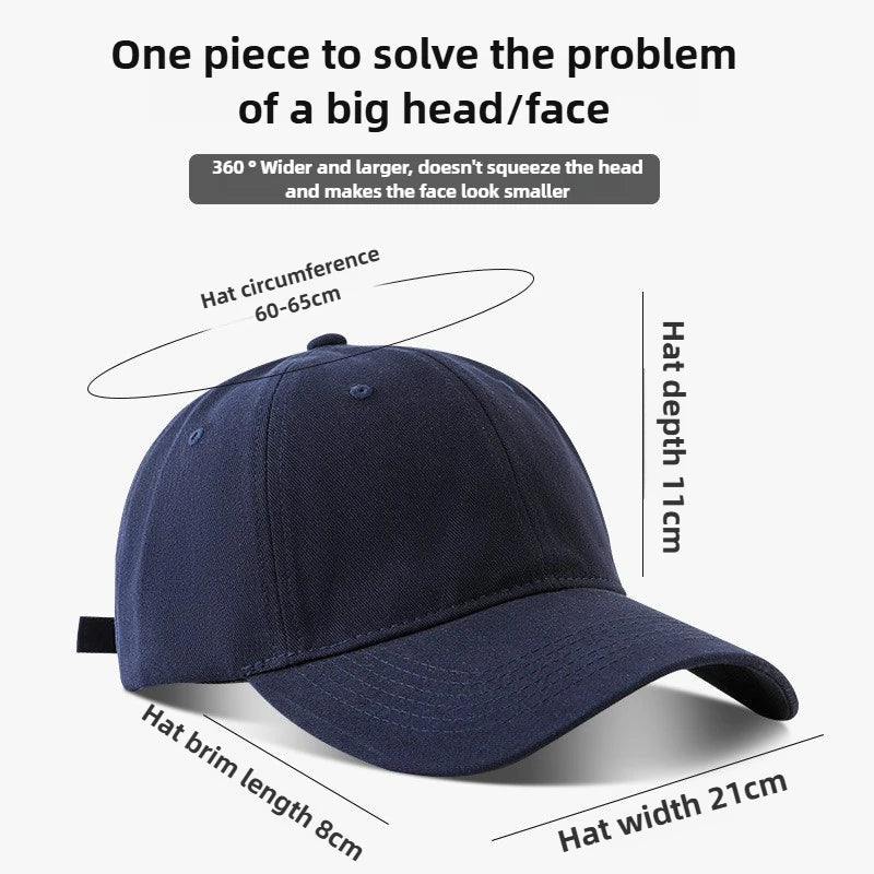 Big Size Baseball Caps Solid Color Big Head Soft Cotton Extra Large Size Women's Low Profile Golf Hats OverSize Caps For Men
