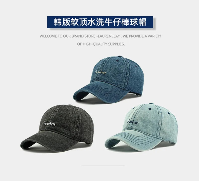 Snapback Cap Spring Summer Washable Denim Embroidery Baseball Caps For Men And Women 모자 골프용품 땡처리 кепка casquette gorras hombre