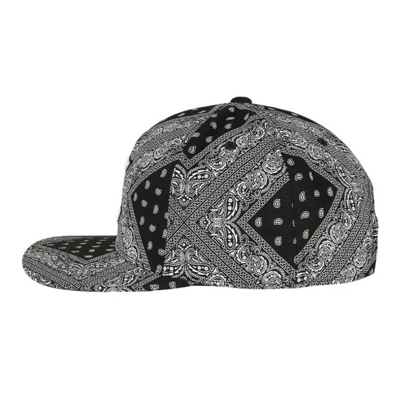 PANGKB Big C Paiz Allover Snapback Hat Paisley Bandanna Print Adults Outdoor Travel Hip Hop Headwear Sports Sun Baseball cap
