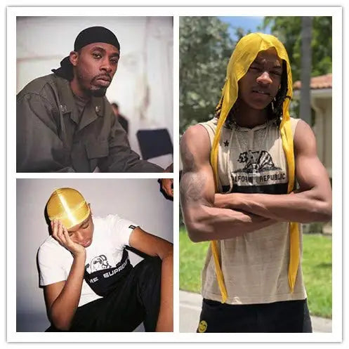 3 Pcs Silky Durag Headwraps Durag for Men Women With Free Waves Cap Durags Pack with Long Tail and Wide Straps Bandanas