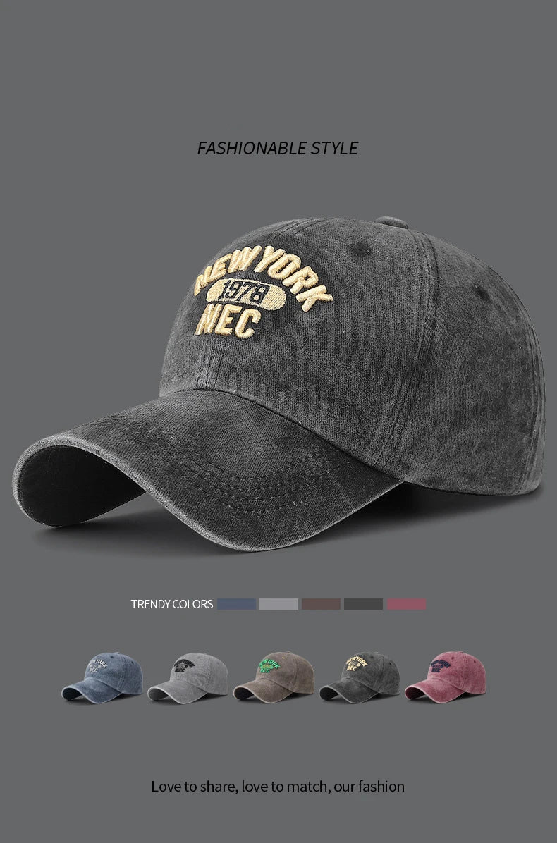Baseball Cap Korean Washed Cotton Soft Top Hat Four Seasons Men's And Women's Embroidered American Letter Cap